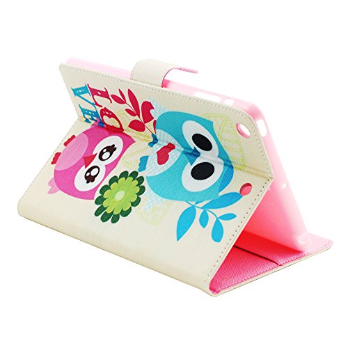 iPad Mini 3 Hülle, Deenor Two owls Pattern PU Leder Abdeckung Stand Flip Schutzhülle Hülle für Apple iPad Mini 1/2/3 Generation. (Two owls) - 4