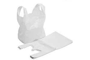 Zoopla Teck 1000 Bags Strong White Extra Small Bottle Vest Carrier Bags 7" x 13" x 15" 15mu Plastic Carrier Bags Eco Friendly Recyclable (1000)