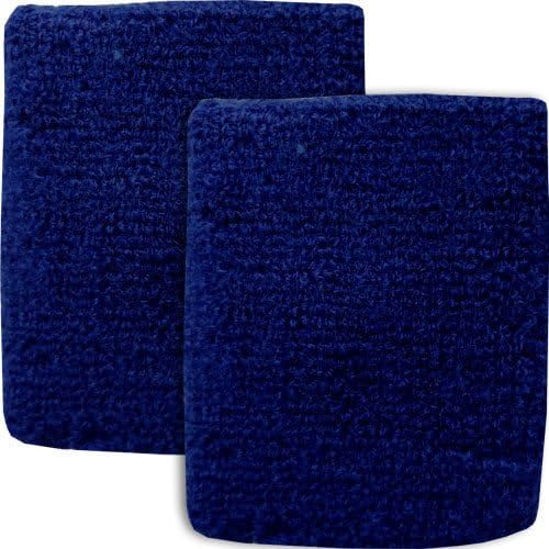 Pair of Terry Cloth Dark Blue Wrist Sweatbands Aerobics Golf Basketball Bowling Wristbands