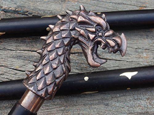 Antique-Brass-Dragon-Handle-cane-Walking-Stick-Designer-Vintage-Walking-Canes
