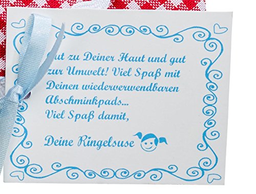 Wiederverwendbare Wattepads aus Baumwolle/Waschmaschinengeeignete Abschminkpads Fair Trade rot weiß kariert von Ringelsuse - 4