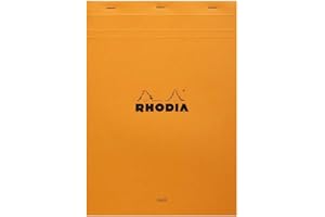 RHODIA 18600C - Bloc-Notes Agrafé N°18 Orange - A4 21 x 29,7 cm - Ligné + marge - 80 Feuillets Détachables - Papier Clairefontaine Blanc 80 g/m² - Couverture en Carte Enduite Souple