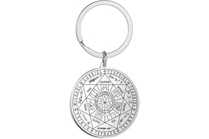 EUEAVAN Sello de los 7 Arcángeles Colgante Collar Llavero para Hombres San Miguel 7 Arcángeles Sello Protección Espiritual Amuleto Medalla Joyería Pagana Mujeres