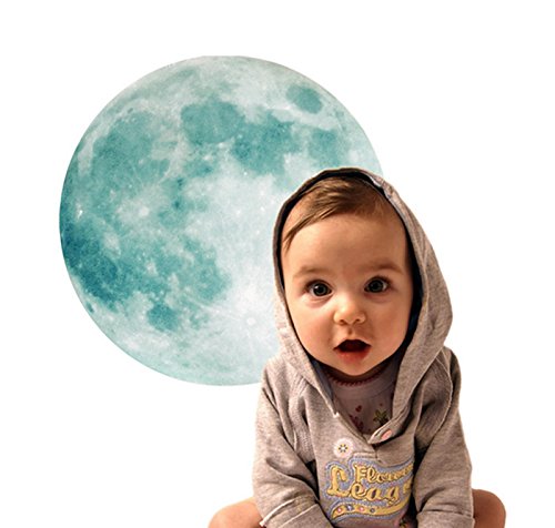 Extsud® Wandsticker Leuchtaufkleber Leuchtsticker Nymph und Stern / Mond fluoreszierend Wandaufkleber Hausdekoration für Schlafzimmer Wohnzimmer Kinderzimmer (Mond) - 2