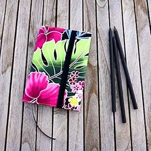 Notizbuch A6 Tagebuch Kalender Journal, Stoffhülle Orchidee pink grün schwarz, von wagnerstrasse