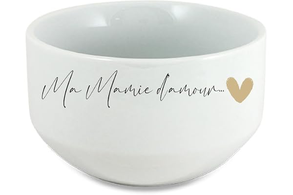 Bol à Céréales/Soupe en Céramique "Ma Mamie d'Amour" - Cadeau Idéal pour la Fête des Mamies - Bol Unique pour Mamie - Personnalisé avec Amour