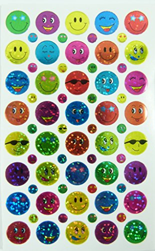 10 hojas de papel de cara sonriente pegatinas Glittered (400 pegatinas)