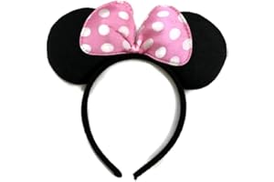 LOVELEGIS Cerchietto con Orecchie Topolina - Fiocchetto Rosa - A Pois Bianchi - Accessori - Abito Minnie - Donna - - Idea regalo per natale e compleanno