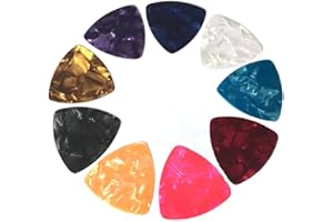 REQAG 12 celuloidowych podkładek, kostka gitarowa z metalowym etui (6 grubości, 6 kolorów)