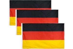 BIGTREE 3 Stück 90 x 150 cm Deutschland Flagge Deutscher Unterstützer Flaggen UV Fade Resistant mit Messingösen für Fußballspiele Sportereignisse Balkon Garten Draußen und Drinnen Girlande Dekoration Fähnchen