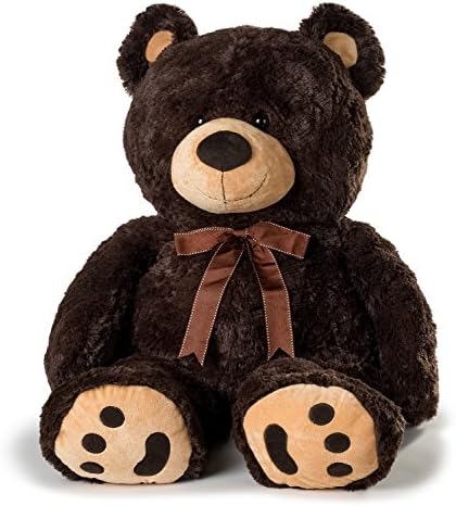 JOON Huge Teddy Bear With Ribbon, Dark Brown
