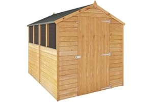 WALTONS EST. 1878 WALTONS | 8x6 Garden Shed Overlap Storage Sheds | Apex Roof | 8mm Overlap Cladding | Wood Garden Store Building | Shed Felt and Fixings Included (8 x 6 Single Door with Windows)