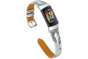 Chofit Bracelets de rechange compatibles avec Fitbit Charge 5, bracelet fin en cuir creux pour femmes et filles pour traqueur d'activité Charge 5 (E)