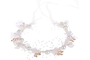 PLABBDPL Haarschmuck Hochzeit Perle Haarschmuck Kommunion Mädchen Haarkranz für Hochzeit Braut Brautjungfer Damen Mädche Blumenmädchen Kind Perlen Haarschmuck (Weiß)