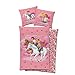 Produktbild Bibi und Tina Biber Kinder Wende-Bettwäsche Motiv Freunde Rosa 135 x 200 cm + 80 x 80 cm 100% Baumwolle Flanell Bibi Blocksberg Tina Martin Pferde-Bettwäsche Sabrina Amadeus Deutsche Größe 57F