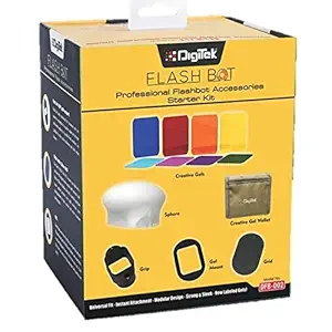 DIGITEK Professional Flash Accessories Kit Universally Compatible | New Labeled Flash Diffuser | Bounce | Grid| Gel | Grip & Sphere. (DFB-002)
