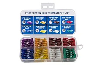 PROTECTRON 80pc Assorted MIDI BLADE (ATO/ATC) Auto Car standard Fuse kit- 3A, 5A,7.5A 10A, 15A, 20A, 25A, 30A