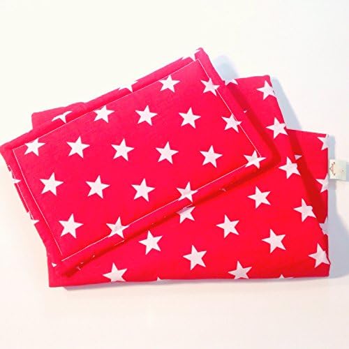 GOOSEBOOSE DOLLS PRAM/CRIB BLANKET &amp; PILLOW SET ~ RED STARS ~ TO FIT 46cm 18" DOLL