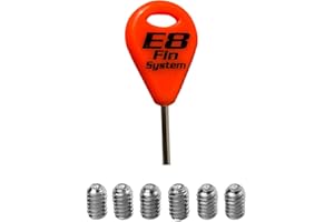 E8 Fin System – 1 Schlüssel für Surfbrett und 6 Edelstahl-Flossenschrauben – Zubehör für Surfbrett – Ersatzschlüssel für Quilla – Surffflosse