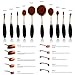 CDC® Golden Black Oval 10PCs Pro Cosmetic Makeup Face Powder Blusher, Toothbrush Curve Liquid Foundation Blending Brush, Powder Cream Concealer Cosmetic Tools-Makeup Kit