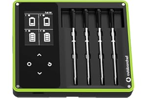 Outdoorchef Easy Check Thermometer Quadro – Wireless Bluetooth BBQ‑Thermometer mit App, 4 Fühler, 200 m Reichweite, spülmaschinenfest, inkl. magnetischer Dockingstation