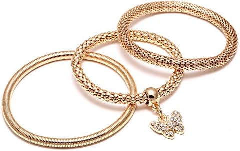 Xinmaoyuan Wedding Jewelry Fashion Jewelry Fope Gold Jewelry Stylish 3 Tier Butterfly Rhinestone Bracelet , Picture Color Wedding Gift Birthday Present Holiday Gift