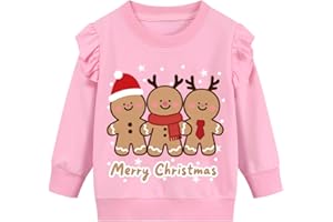EULLA Girls Christmas Jumper Unicorn Reindeer Sweatshirt Girls Xmas Santa Claus snowman T Shirt Long Sleeves Crew Neck Clothes Age 1-7 Years