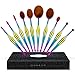 ElleSye Oval Makeup Brushes, Cosmetic Brushes Kit, 10-Piece Set, Toothbrush Shaped, Colorful Handle, Soft Synthetic Fiber, for Foundation, Powder, BB Cream, Eyeliner, Concealer