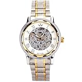 YESURPRISE Uhr Handaufzug Mechanische Uhr Edelstahl Armbanduhr Skelettuhr silber gold weiß