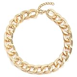 3) Peso total: 70 g iMETACLII Oro Statement Colgante Collar, Textura Círculos Cadena Enlace Grande Babero Gargantilla Choker, Fiesta, Peso Ligero