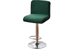 GUYIRT Bar Stool Cover Velvet, 2 4 6 Pieces Swivel Bar Stools Slipcovers, Washable Slipcover for Short Back Stool Chairs-dark green-Set of 4