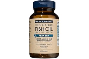 Wiley's Finest Wild Alaskan Fish Oil Peak EPA - Triple Strength Peak EPA and DHA - 1000mg Omega-3s, SQF-Certified - 90 Softgels (90 Servings)