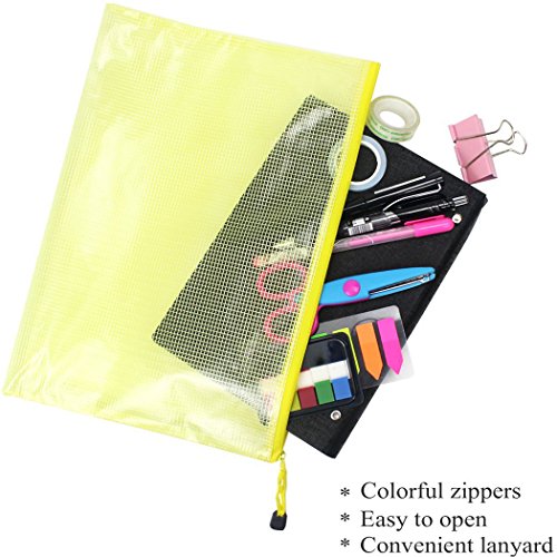 Fermeture-clair-fichier-Sacs-pochettes-en-maille-Document-Lock-fichier-de-stockage-Pochettes-avec-tanche-pour-organiser-vos-Fournitures-cosmtiques-accessoires-de-voyage--lcole-bureau-Devoirs-12-pices-