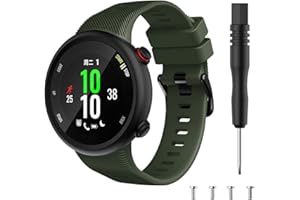 GRANSHO Cinturino in silicone compatibile con Garmin Forerunner 45 / Swim 2, fibbia nera in acciaio inox spazzolato