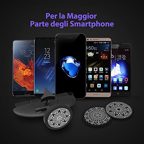 Supporto Auto Smartphone VAVA Supporto Magnetico Universale per il Vano del Lettore CD dellâ€™Auto, Potente Magnete Integrato, Perno Rotante a 360Â°, Compatibile con la Maggior Parte degli Smartphone, dallâ€™iPhone 5S allâ€™iPhone 7 Plus, Samsung Galaxy S6, S7 e S8