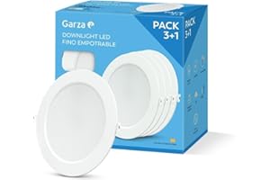 Garza - Pack 3+1 Downlight LED Techo empotrable 18W, 6500k (Luz Fría), Ø220x29mm, 120º, Lampara de techo plana color blanco para baño, salón, cocina...