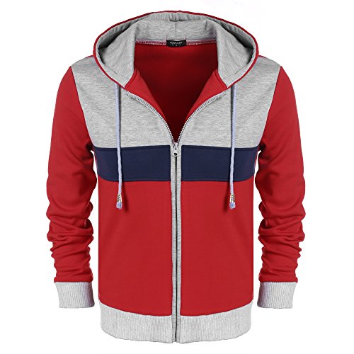 Coofandy Herren Sweatjacke Kapuzenjacke Zip Kapuzenpullover Hoodie