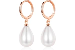 MASOP Perlenohrringe Creolen Silber 925/Gold Ohrringe Perlen Vergoldet für Damen Frauen Mädchen