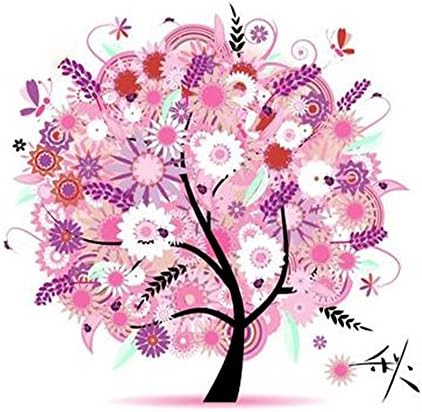 Aohro DIY Handmade Needlework Counted Cross Stitch Kit Embroidery Set Autumn Season Beautiful Tree Pattern 45 * 45cm Home Decoration(Silk Thread)