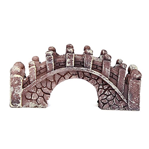 SODIAL (R) Brueckenzwerg Fairy Garten Terrarium Doll House Figur Statue Hause Decor Ornament – braun - 2