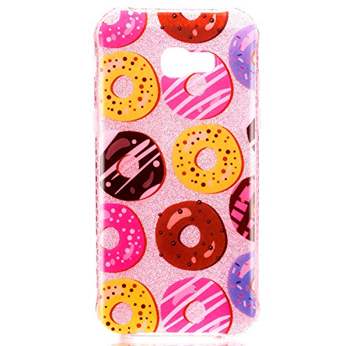 Samsung Galaxy A5 2017 Glitzer Hülle, Fraelc® Galaxy A5 (2017) Bling TPU Glänzend Backcover Silikon Schutzhülle mit Transparent – Rahmen Bumper Case Bunt Donuts Muster Handyhülle Cover Schale für Samsung Galaxy A5 (2017) + 1x Eingabestift Pen - 5