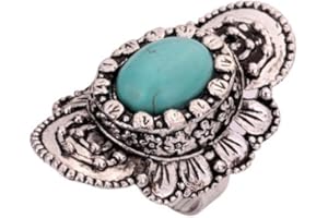 Anillo Rimous clásico ajustable con bonita flor tibetana color turquesa para mujeres de Yazilind