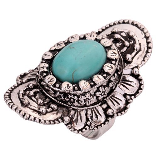 Yazilind Joyería Vintage Rimous redondo turquesa plata tibetana llama