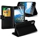Produktbild FONETIC Lösungen ® Blackberry dtek50 stoßfest Flip Carbon Gel Fällen Bezüge mit Premium Qualität Crystal Clear LCD Displayschutzfolie Guard + Micro Polieren Reinigungstuch und ausziehbarem Eingabestift schwarz PU Leather Wallet Case + LCD (Black )