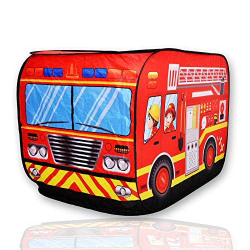 Fire Truck Playouse Tent Toy - Hanmun ZM17014 2017 New Designed Fire Engine Vehicle Toy Container Indoor/Outdoor Activity Great for Garden Bedroom Beach Play Area for Kids Toddlers