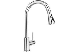 APPASO Kitchen Tap, Polished Chrome Kitchen Sink Mixer Tap with Pull Out Sprayer 3 Water Modes, Stainless Steel Sink Tap for Kitchen Swivel 360° for UK Standard Fittings, Durable & No Leaking