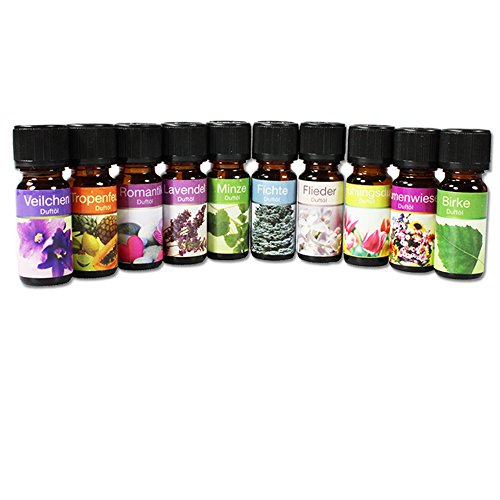 COM-FOUR® verschiedene Ätherische Öle Raumduft Duftöl für Duftlampen Duftstövchen (10er Set Flora & Fauna)