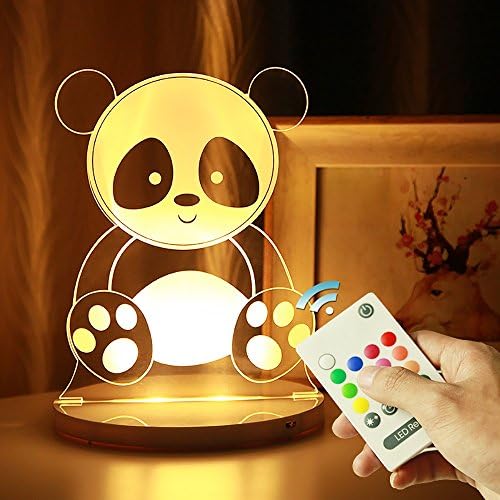 Night Light 3D acrylic colorful lights remote control magic lights led family birthday gift bedroom lamp bedside lamp holiday low-power gifts can be timed ( PATTERN : Panda )