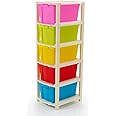 GROZNOL 5XL Plastic Modular Drawer System for Home, Office, Hospital, Parlor, School, Doctors, Home and Kids, Product Dimension When assembeled (27cmx32cmx85 cm) (5 XL) (MultiColour)