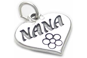 Maldon Jewellery Nana love heart with flower sterling silver charm .925 x 1 loving charms